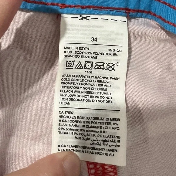 Men’s Old Navy swim board shorts 34 red blue white NWT NEW - Picture 5 of 5